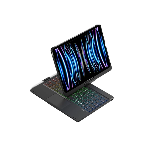 Newface iPad Pro 11 (2024) F11 ATS Klf Magic Dnen Klavyeli Tablet Klf - Siyah