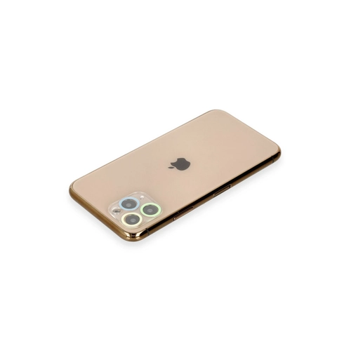 Newface iPhone 11 Pro Max Renkli Kamera Lens Koruma Cam - Yeil-Sar