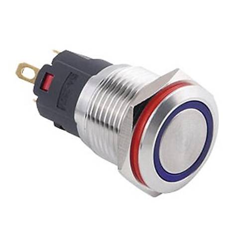 16A-P1Z-E 16mm Dz Anahtarl Ikl Metal Buton - Mavi