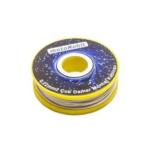 0.22 mm2 Beyaz ok Damar Montaj Kablosu - 10 Metre