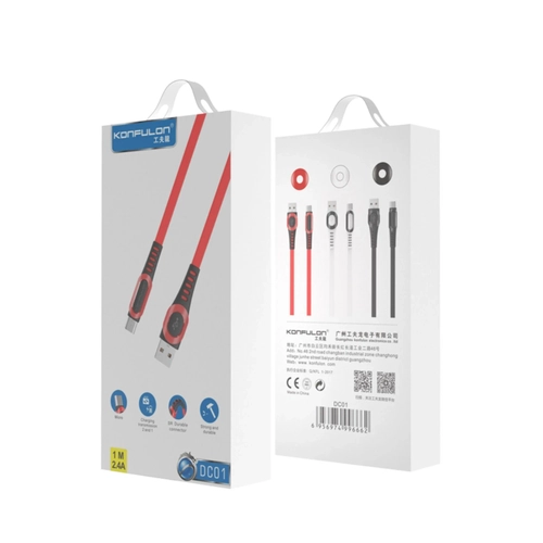 Konfulon DC01 Sper Hzl Micro USB Kablo 1M 2.4A - Siyah