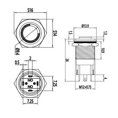 12A-G1-E 12mm kk Yayl Ikl Metal Buton - Beyaz