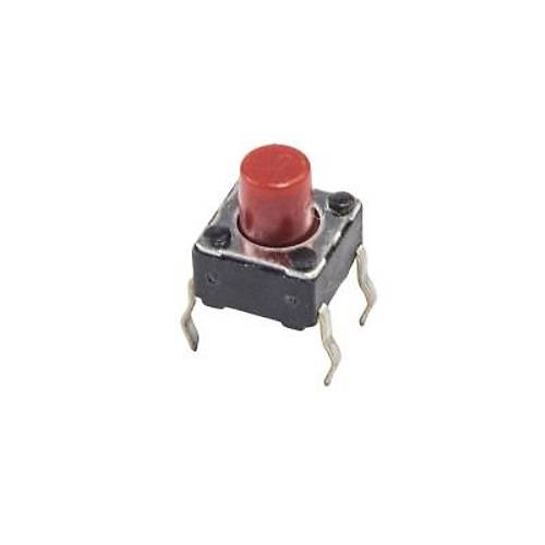 6x6x7mm 4 Pinli Krmz Push Buton - Tact Switch