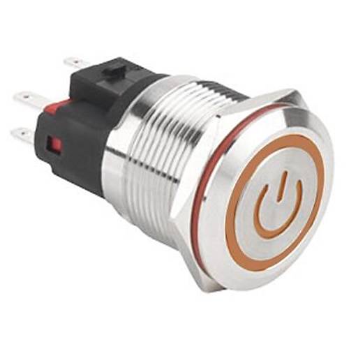 22E-P1-EC 22mm Dz Yayl Ikl Power Metal Buton - Sar