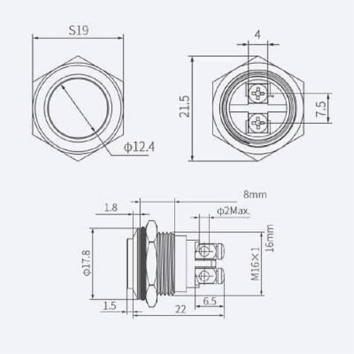 16G-G0 16mm kk Yayl Metal Buton
