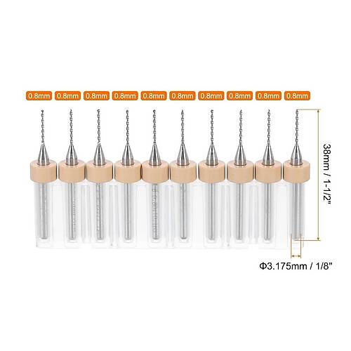 0.8mm PCB Matkap Ucu Seti - 10 Adet (Kutulu)