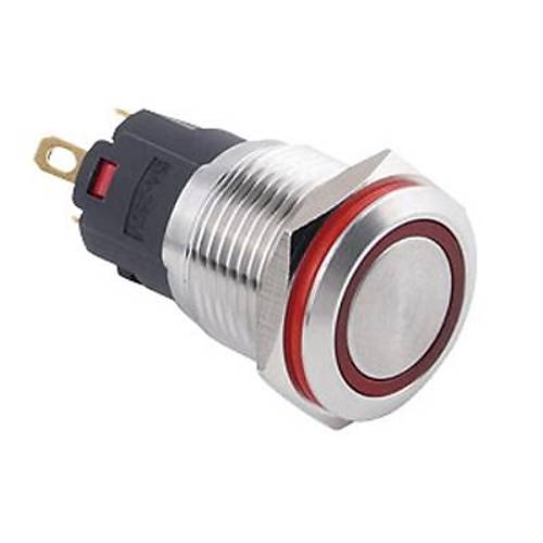 16A-P1Z-E 16mm Dz Anahtarl Ikl Metal Buton - Krmz