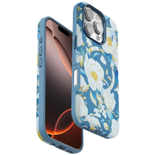 Onegif iPhone 16 Pro Max Flower Series Magsafe Kapak - Mavi