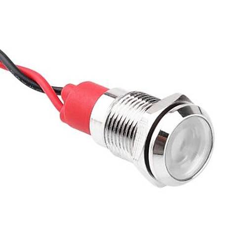 10L-P1 10mm 12-24V Kablolu Metal Sinyal Lambas - Beyaz