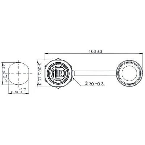 YM-20-J/RJ45/213/SX-42-101 Su Geirmez Ethernet Konnektr - Dii