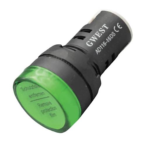 Gwest 16-24V-Y 16mm Yeil Ledli Sinyal Lambas 24V