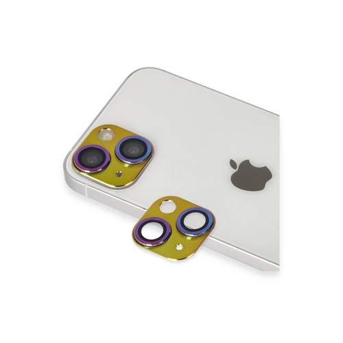 Newface iPhone 13 Pers Alminyum Kamera Lens - Rainbow
