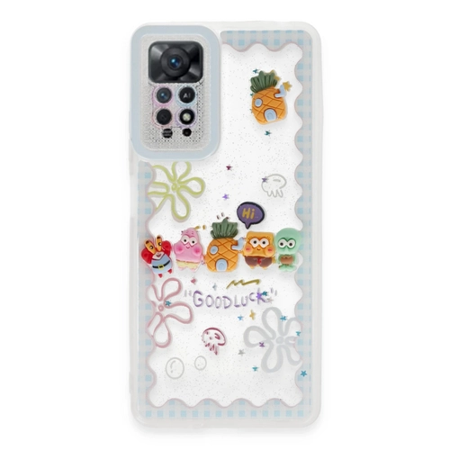 Newface Xiaomi Redmi Note 12 Pro 4G Klf Sweet Desenli Silikon Kapak - Ak Mavi