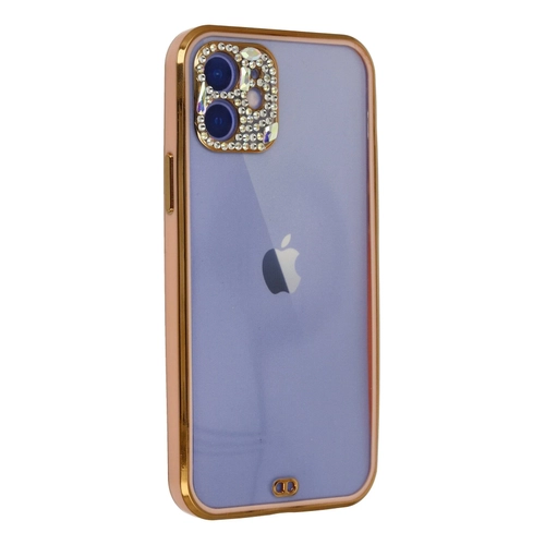 Newface iPhone 12 Kılıf Liva Taşlı Silikon - Pembe