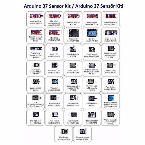 Arduino Uyumlu Sensr Modl Seti Sensor Kit 37 Para Karton Kutulu