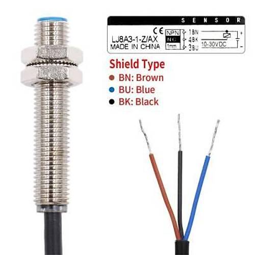LJ8A3-1-Z/AX 6-36V 1mm NPN NC Endktif Mesafe Sensr