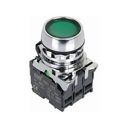 ISM-BW33M5 220V Ikl Yayl Metal Buton - Yeil