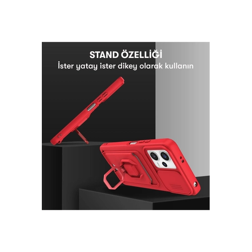 Newface Xiaomi Redmi 12 Klf Zuma Kartvizitli Yzkl Silikon - Krmz