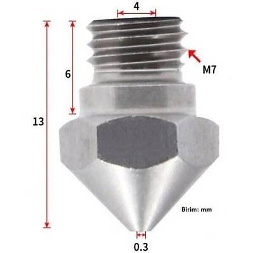 0.3mm elik Nozzle MK10-4mm-M7
