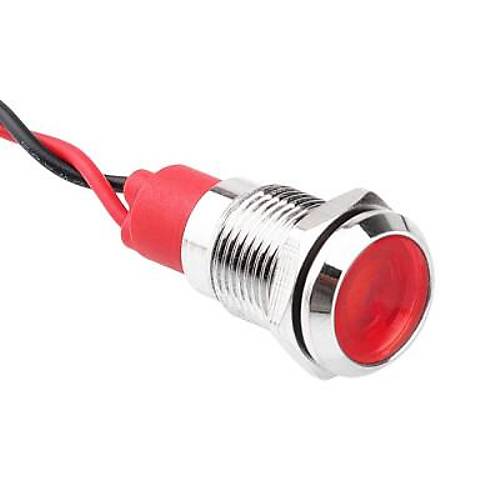 10L-P1 10mm 12-24V Kablolu Metal Sinyal Lambas - Krmz