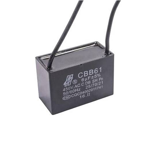 CBB61 6uF 450V Kablolu Kutulu Daimi Kondansatr