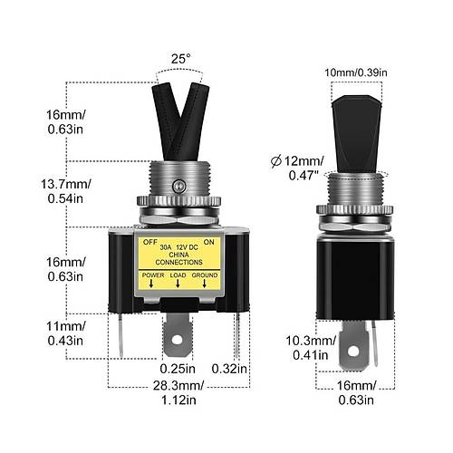 IC-151B Toggle Switch 12V 30A On-Off Ikl ASW-07D-2