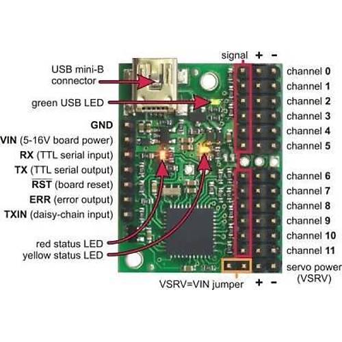 Mini Maestro 12 Kanall USB Servo Kontrol Cihaz