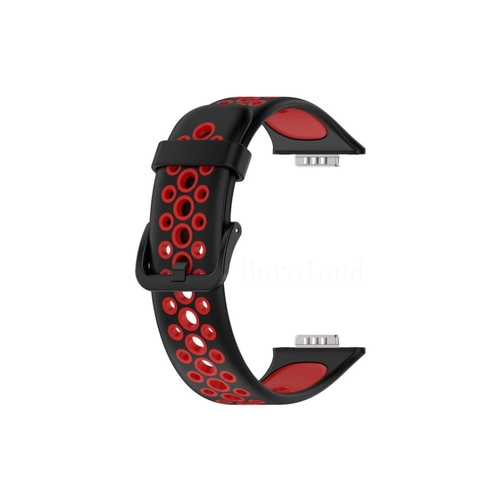 Newface Huawei Watch Fit 2 Spor Delikli Kordon - Siyah-Krmz
