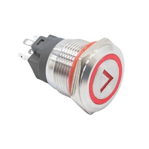 19FXHX 19mm Dz Yayl Ikl Ok aretli Metal Buton - Krmz