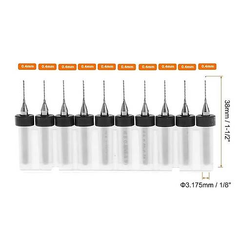 0.4mm PCB Matkap Ucu Seti - 10 Adet (Kutulu)