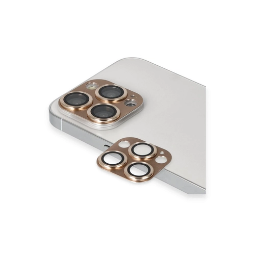 Newface iPhone 13 Pro Max Pers Alminyum Kamera Lens - Gold