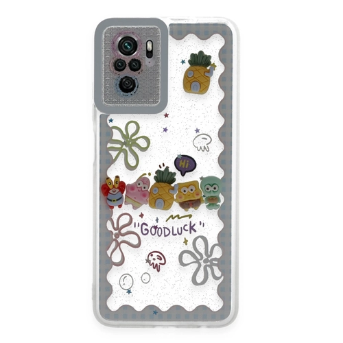 Newface Xiaomi Redmi Note 10 Klf Sweet Desenli Silikon Kapak - Ak Mavi