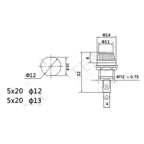 IC-235A Sigorta Yuvas 5x20mm 12mm - 13mm A Kalite