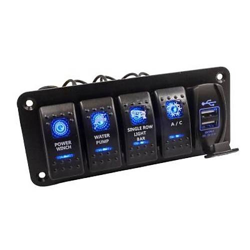 4'l ON-OFF Ikl Anahtar Switch Panel 2x 5V 3.1A USB