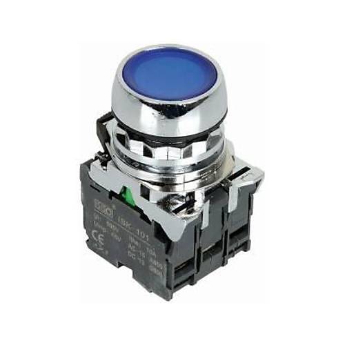 ISM-BW36B5 24V Ikl Yayl Metal Buton - Mavi