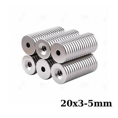20x3-5mm Hava Delikli Neodyum Gl Mknats - Neodim Magnet