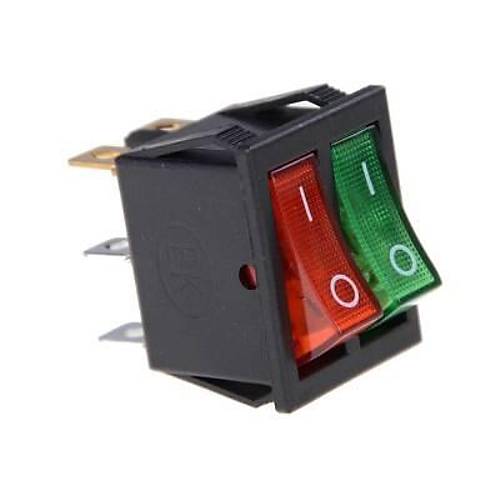 KCD4 kili Ikl ON-OFF Switch Krmz Yeil 6 Pin