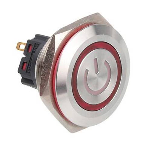 30B-P1-EC 30mm Dz Yayl Ikl Power Metal Buton - Krmz