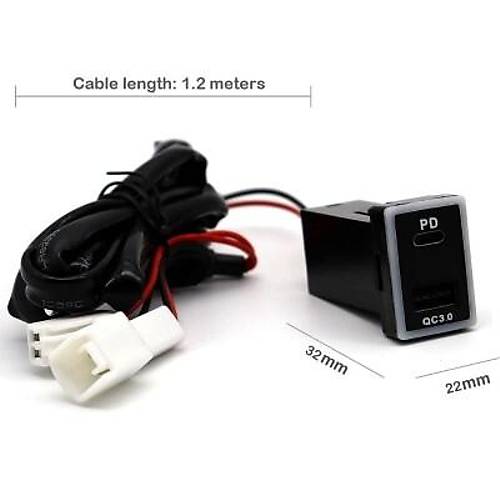 PD Type-C + QC3.0 Araç Şarj Soketi