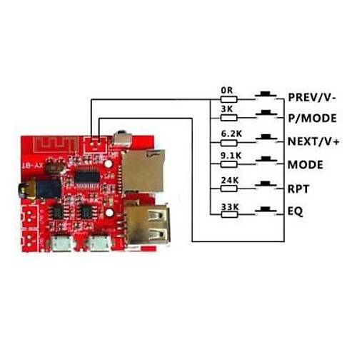 MP3 Kumandal Bluetooth Amfi Devresi SD Kart + USB