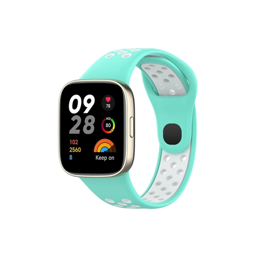 Newface Xiaomi Redmi Watch 3 Spor Delikli Kordon - Turkuaz-Beyaz