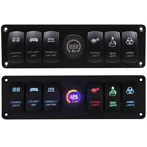 6'l ON-OFF Ikl Anahtar Switch Panel 12V-24V Voltaj Gstergeli