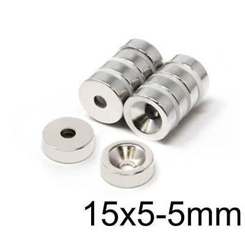 15X5-5mm Hava Delikli Neodyum Gl Mknats - Neodim Magnet
