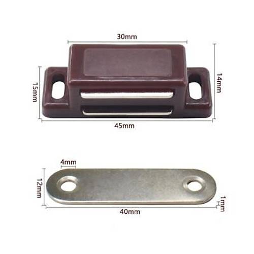 Mknatsl Plastik Mobilya Kapak Kilidi 31x15x14mm - Kahverengi