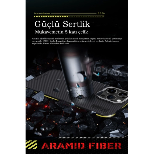 Joko iPhone 15 Pro Klf Aramid 600D Kevlar Karbon Fiber Magsafe Kapak - Sar