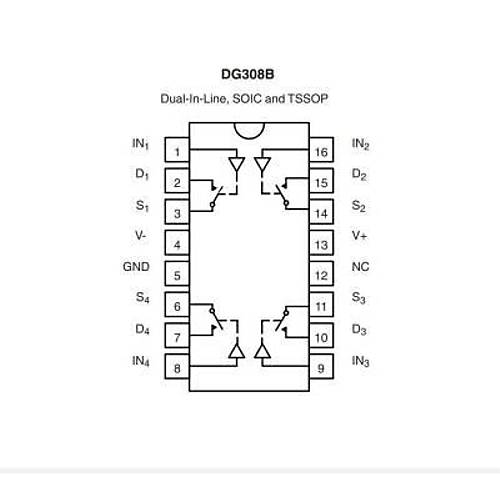 DG308BDY SOIC-16 CMOS Analog Anahtarlama Entegresi