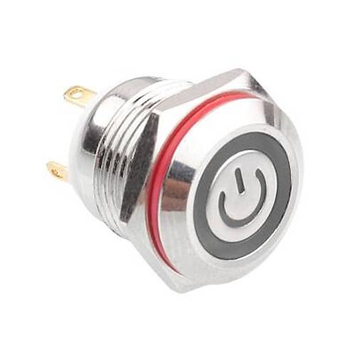 16H-P1-EC 16mm Dz Yayl Ikl Power Metal Buton - Beyaz