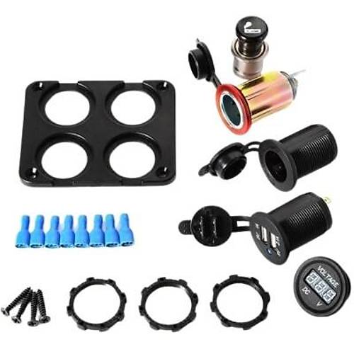 Oto Çakmak, Dişi Çakmaklık Soketi, Voltaj Göstergesi ve 2x5V USB Marine Panel