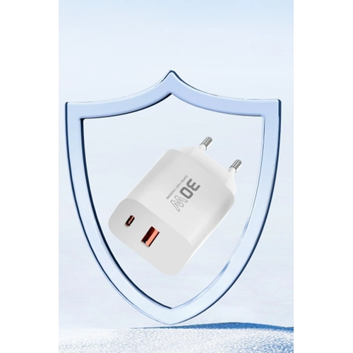 Konfulon C89Q 1 Adet 30W Type-C ve 1 Adet 22.5W USB kl Ekstra DL48 1M USB to Lightning Kablolu PD arj Cihaz - Beyaz
