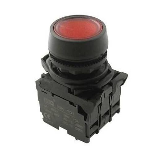 ISP-AW34B5 24V Led Ikl Yayl Buton - Krmz